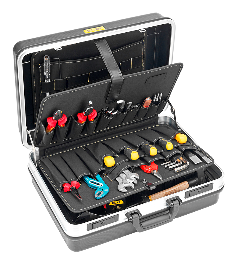 Elora Hartschalenkoffer 1380-L, robuster Werkzeugkoffer, Aluminiumrahmen, ABS-Kunststoff, Werkzeugtaschen