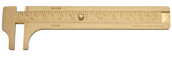 Elora Messing-Taschenmessschieber "Knopfmass", Messbereich 100 mm, Hartmessing, Modell 1519