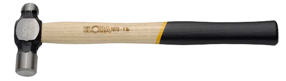 Elora Schlosserhammer, englische Form, 1/2 lb., ELORA-1670-1/2, mit Eschenstiel, geschmiedeter Hammerkopf, induktiv gehärtet