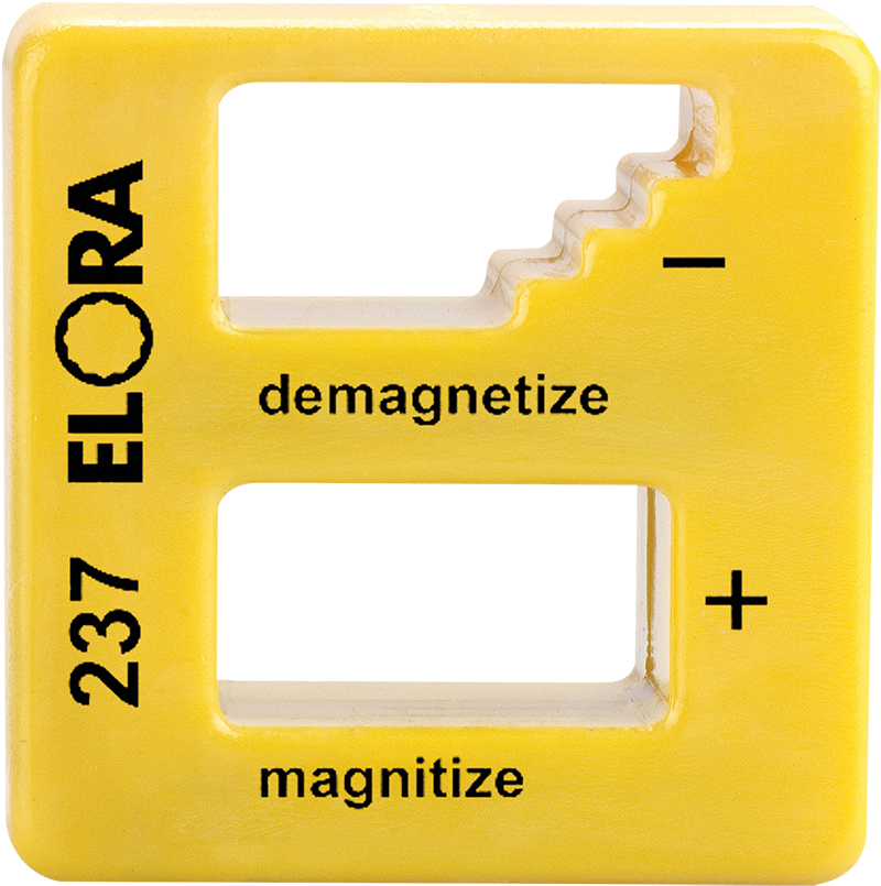 Elora Magnetisierer-Entmagnetisierer, gelbes Gehäuse, schlagfest, zwei C8-Industriemagnete, Modell 237