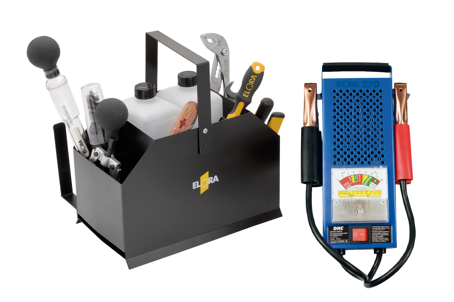 ELORA Batteriedienst-Werkzeugsatz – 12-teilig, zur Batteriepflege, Modell 240 S12, inkl. Werkzeugkasten aus Stahlblech