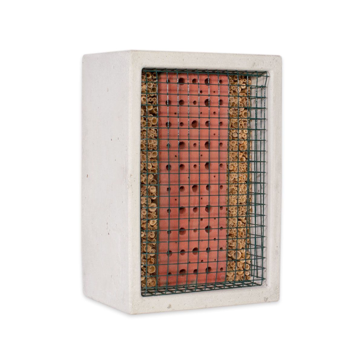 Schwegler Insektennistwand aus Lehm und Schilf in Holzbeton – Nisthilfe für Wildbienen und Grabwespen zur festen Montage