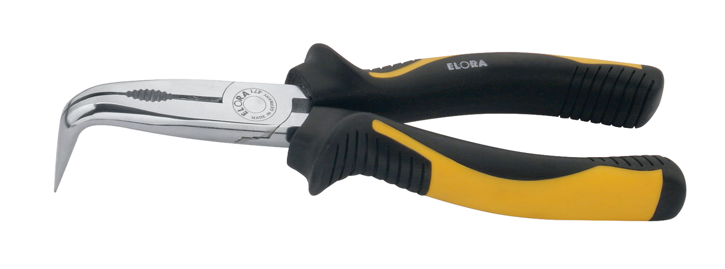 Flachrundzange mit Schneide, 90° abgewinkelt, mit 2-K-Griffschutzhüllen, ELORA-471-90BI 200