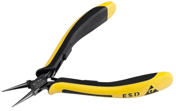 Elora Elektronik Rundzange ESD mit glatter Greiffläche und kurzen runden Backen, Modell 4720-OH E 2K