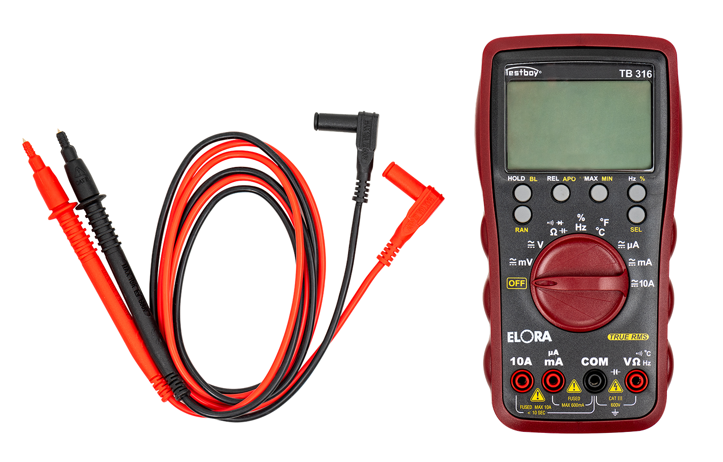 ELORA Digitales Multimeter, Modell 565 – True RMS, Spannung, Widerstand, Frequenz- und Temperaturmessung