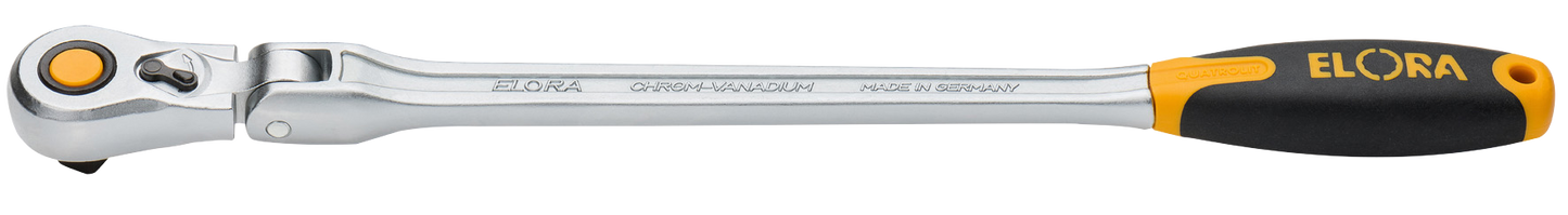 Elora Hebel-Umschaltknarre mit Gelenk 1/2", extra lang, 180° schwenkbar, matt verchromt, Modell 770-L115GF