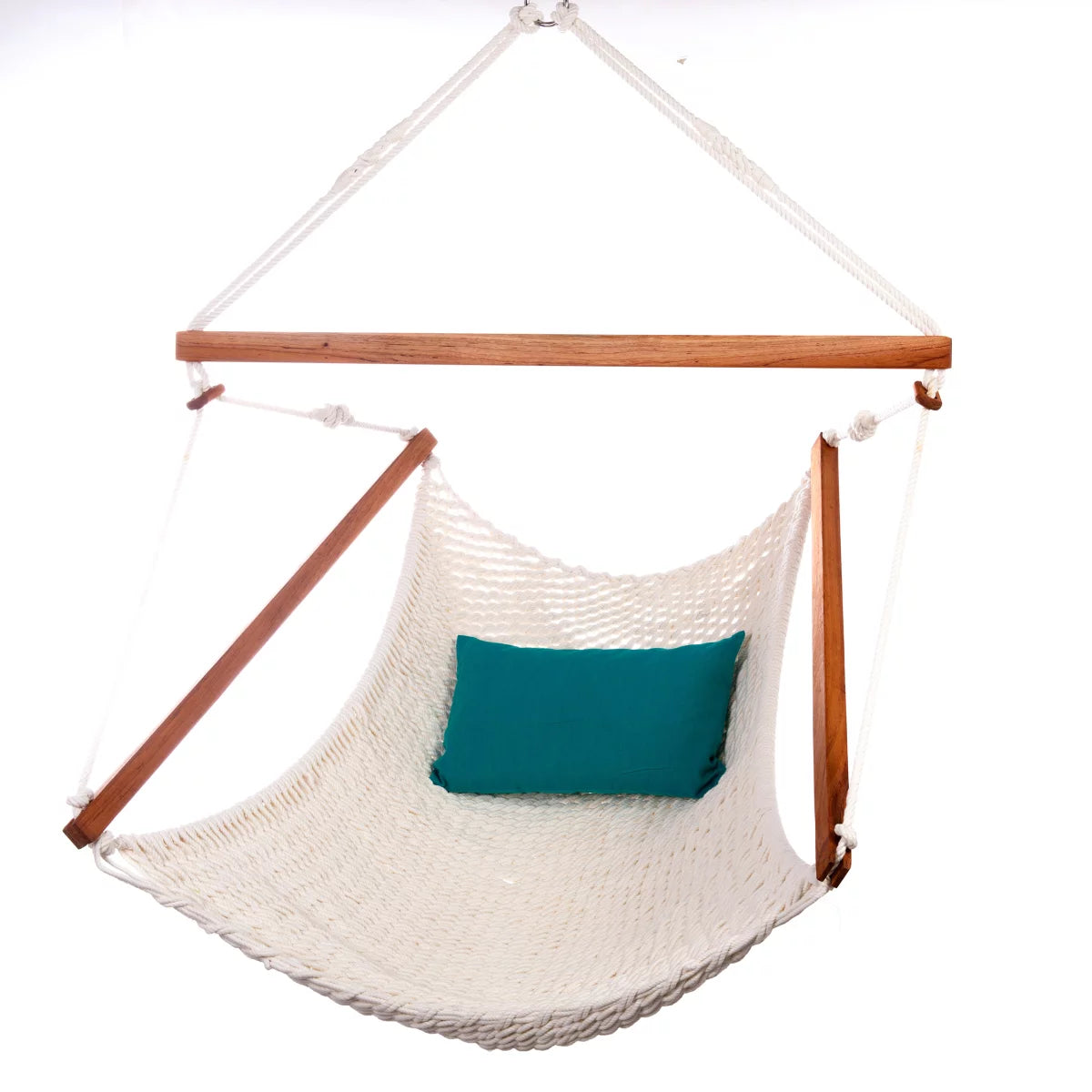Schwebesessel FLYING CARPET mit Spreizhölzern aus Roter Zeder und Netz aus Bio-Baumwolle