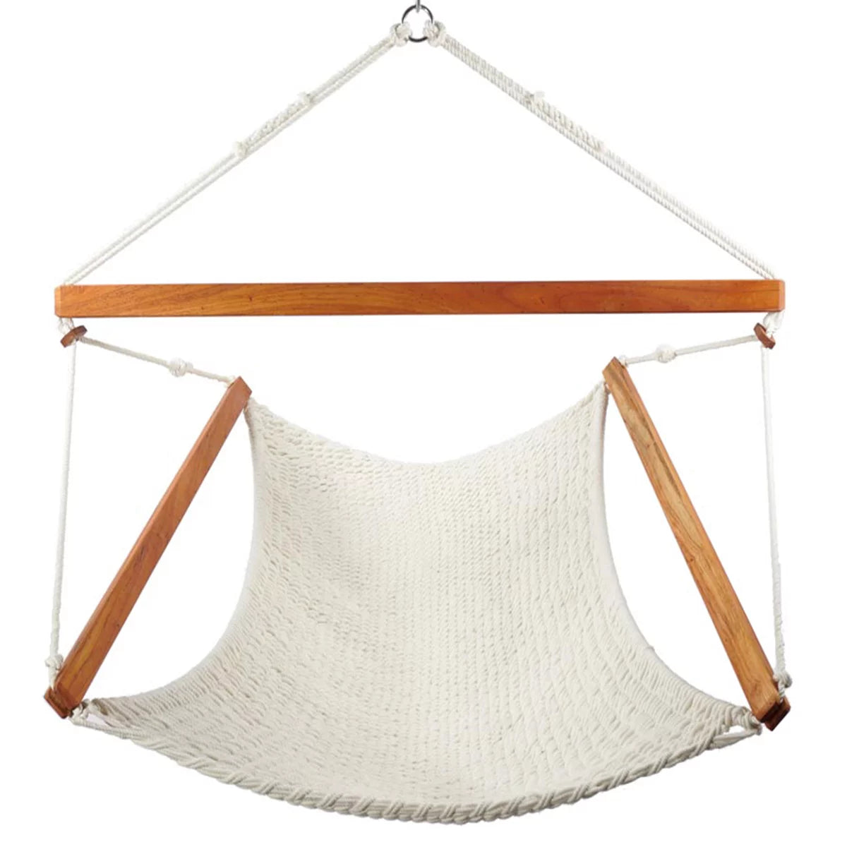 Schwebesessel FLYING CARPET mit Spreizhölzern aus Roter Zeder und Netz aus Bio-Baumwolle