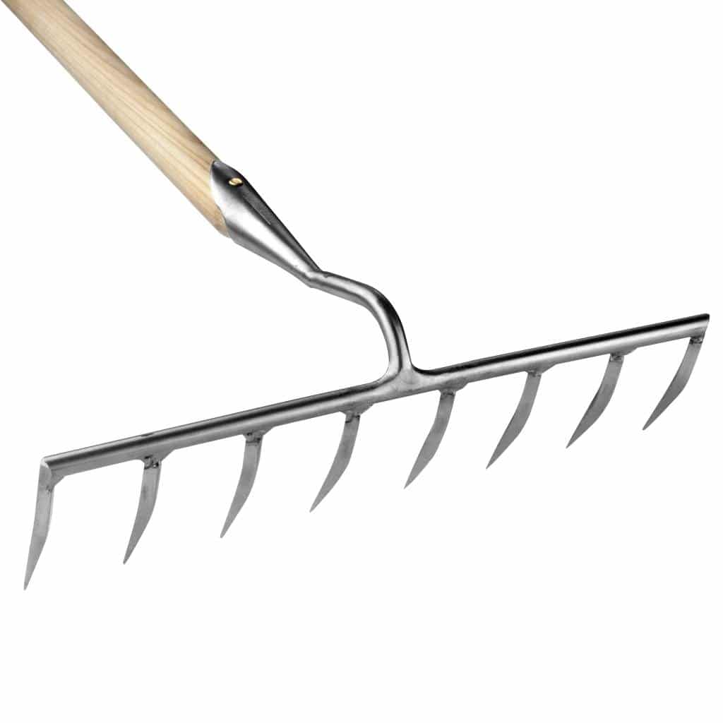 Sneeboer Garten-Harke 8 Zinken mit 43 cm Edelstahlklinge und 155 cm Eschenholzgriff, Gesamtlänge 167 cm