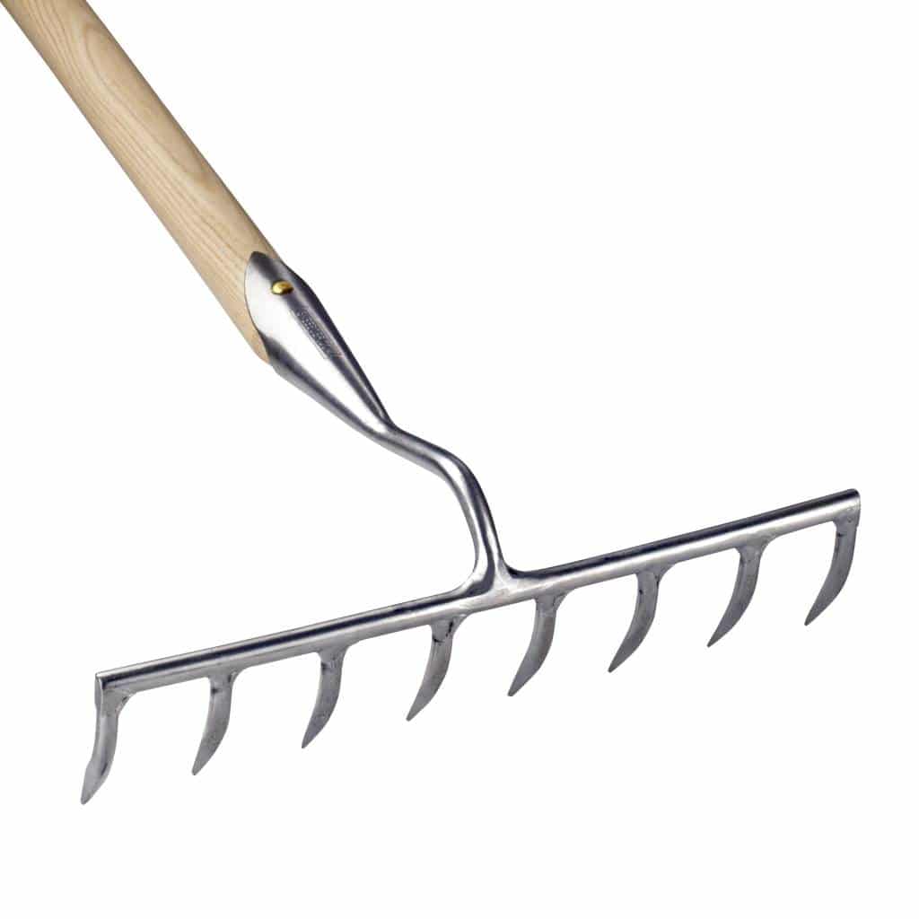 Sneeboer Garten-Harke 8 Zinken mit 30 cm Edelstahlklinge und 155 cm Eschenholzgriff, Gesamtlänge 167 cm