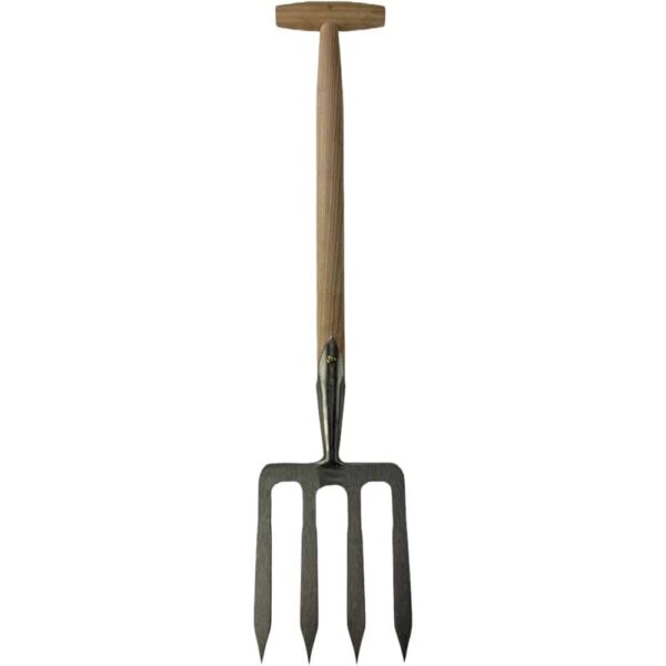 Sneeboer, Rodeforke, Gartenwerkzeug, Edelstahl, Eschenholz, Bodenbearbeitung, Wurzelentfernung, handgefertigt, langlebig, ergonomisch, Rodung, Beetpflege