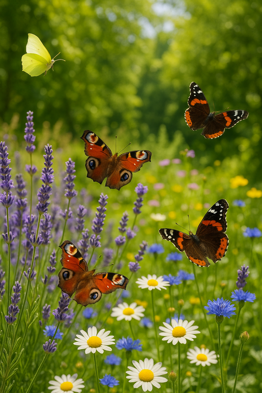 Schmetterling auf Lavendel im Sommergarten – Juli im naturnahen Garten mit Blütenvielfalt