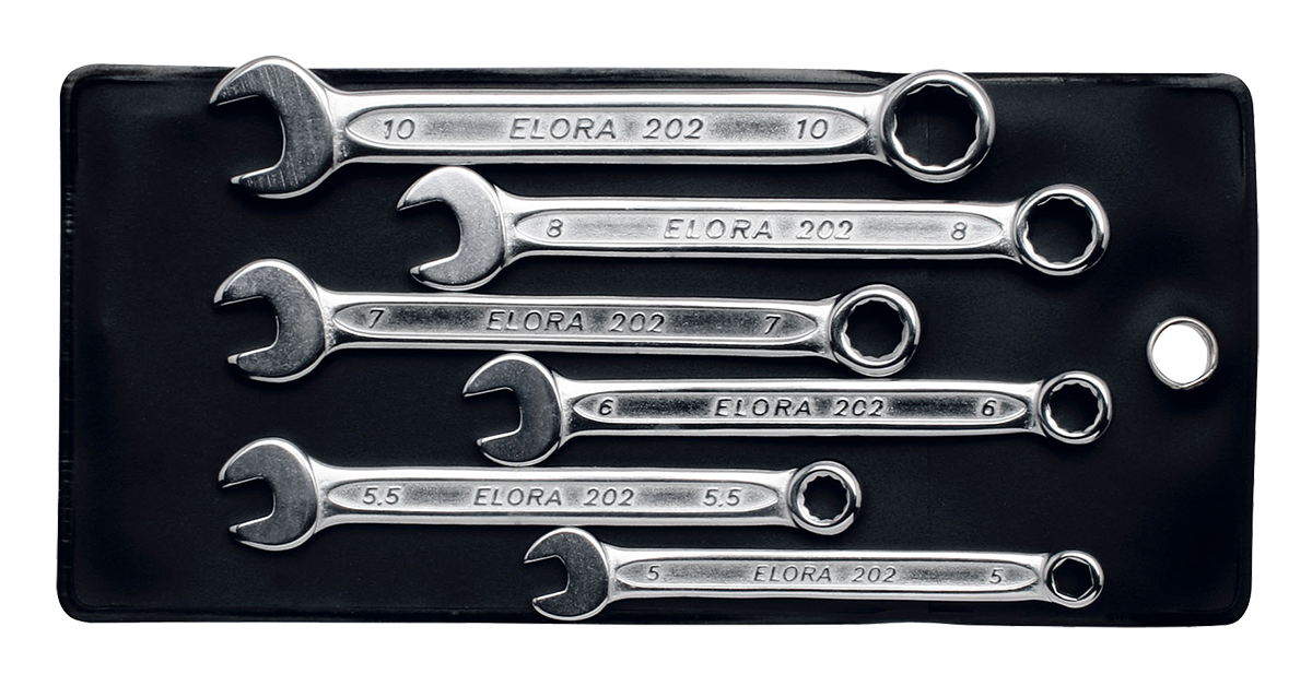 Elora Ringmaulschlüssel-Satz, extra kurz, 4-teilig, Größen 6-0 BA, Modell 202S 4BA
