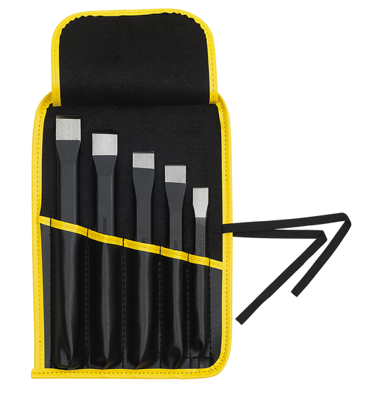 ELORA Meißelsatz 260-S5, 5-teilig in Kunststoff-Rolltasche, Chrom Vanadium 59CrV4, DIN 6453