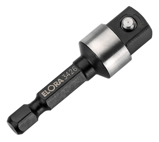 Elora Kraftschrauber-Adapter 3/8", Außensechskant, Stiftsicherung, Sonderstahl, Modell 3426

