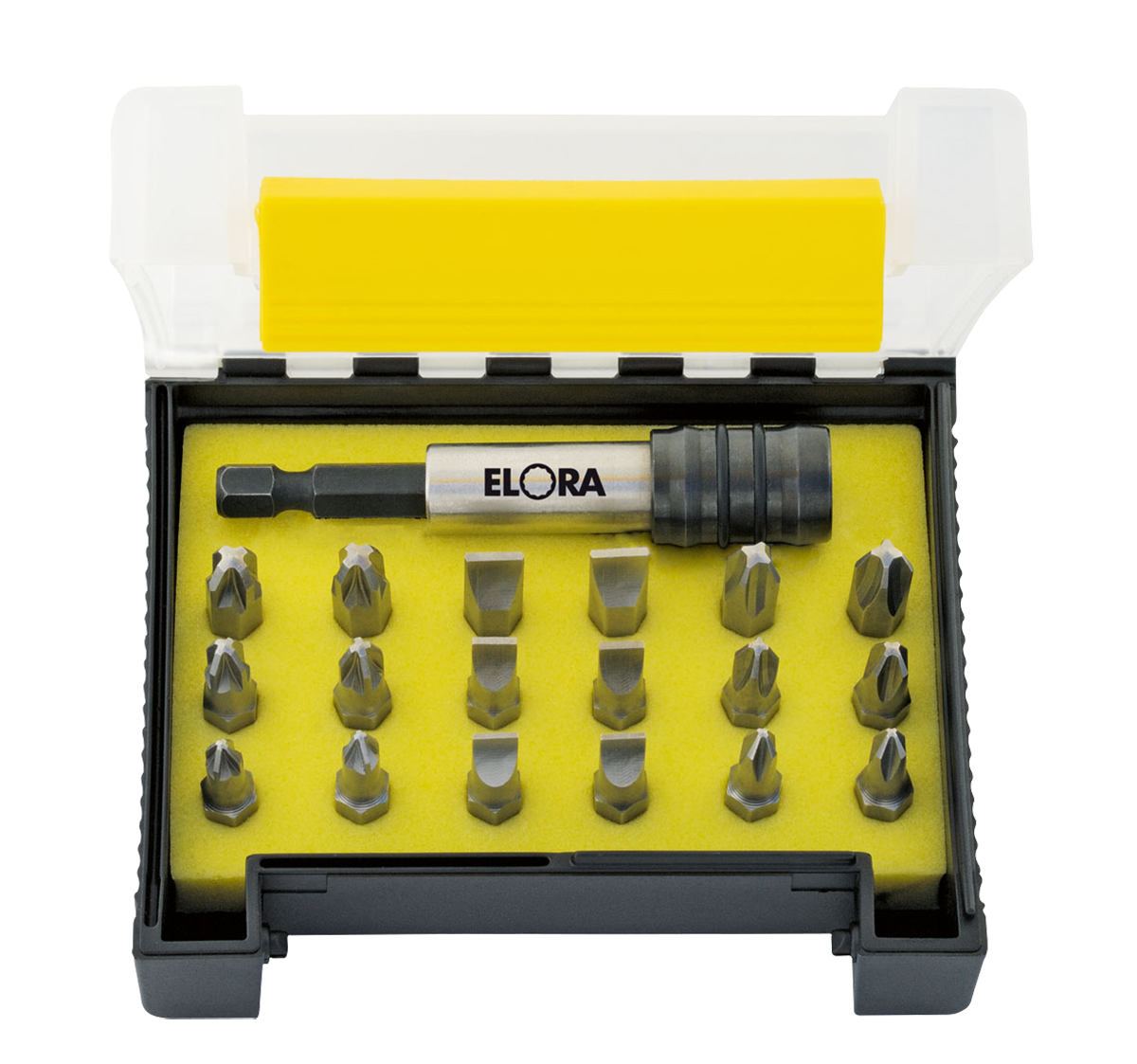 ELORA Bit-Box "Rostfrei", 19-teilig – Bits aus Edelstahl mit Schnellspannsystem, Modell 3452 ST
