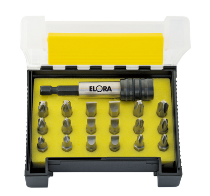 ELORA Bit-Box "Rostfrei", 19-teilig – Bits aus Edelstahl mit Schnellspannsystem, Modell 3452 ST