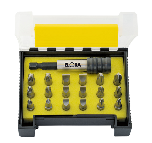 ELORA Bit-Box "Rostfrei", 19-teilig – Bits aus Edelstahl mit Schnellspannsystem, Modell 3452 ST