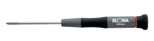 Elora Elektronik Schraubendreher Kreuzschlitz, 2-Komponentengriff, mattverchromte Klinge, Modell 610-PH 1
