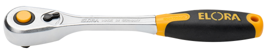 Elora Hebelumschaltknarre 3/8", feinverzahnt, kleiner Kopf, Sicherheitsverriegelung, matt verchromt, Modell 870-1D
