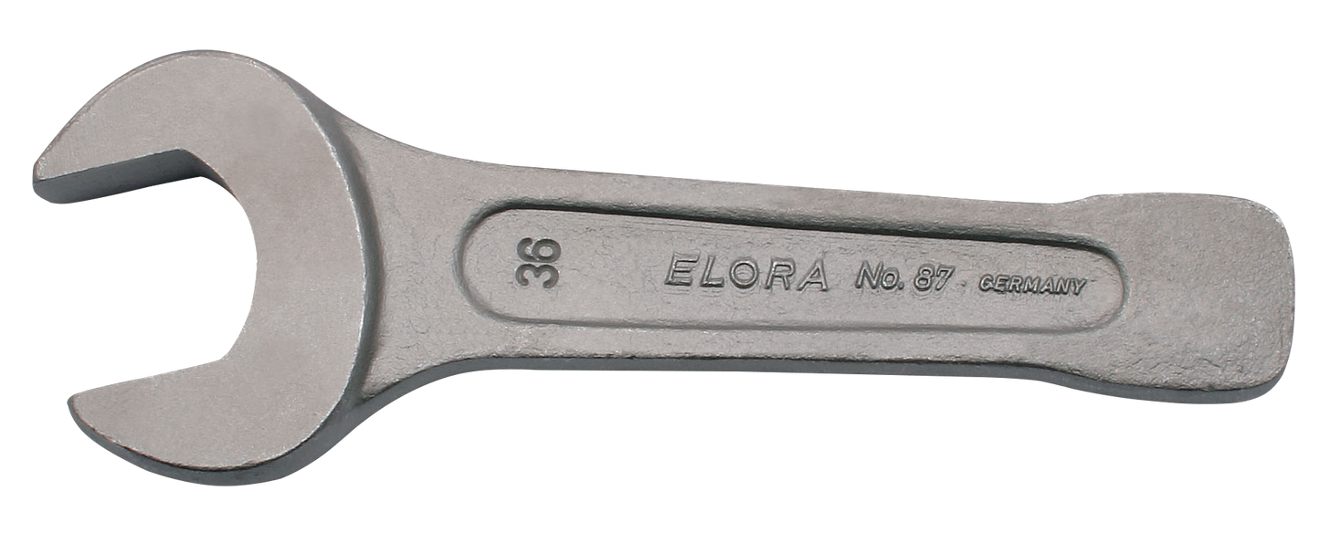 Elora schwerer Schlagmaulschlüssel, ELORA-87-38 mm / 1.1/2" AF, zöllig, gesenkgeschmiedet, Chrom-Vanadium, DIN 133
