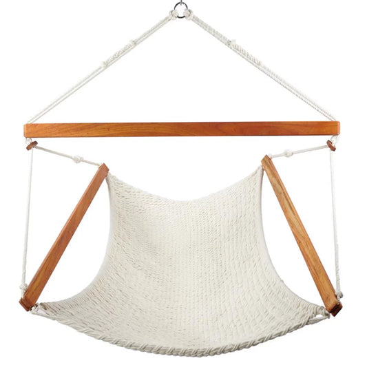 Schwebesessel FLYING CARPET mit Spreizhölzern aus Roter Zeder und Netz aus Bio-Baumwolle