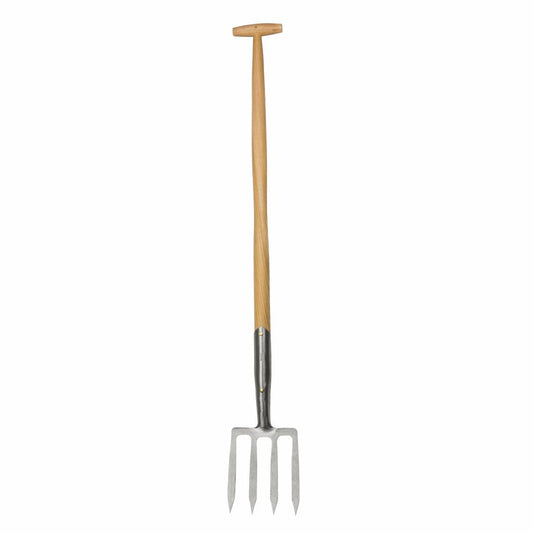 Sneeboer Damenforke 4Z Luxe mit 4 Zinken, 15,50 cm Edelstahlklinge und 90 cm Eschenholzgriff, Gesamtlänge 112 cm
