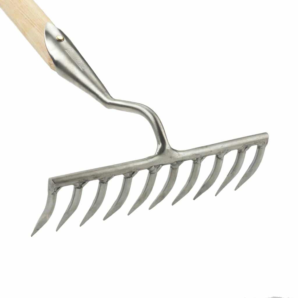 Sneeboer Fein-Harke 10Z mit 24 cm Edelstahlklinge und 155 cm Eschenholzgriff, Gesamtlänge 167 cm
