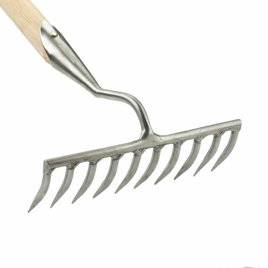 Sneeboer Fein-Harke 10Z mit 24 cm Edelstahlklinge und 155 cm Eschenholzgriff, Gesamtlänge 167 cm
