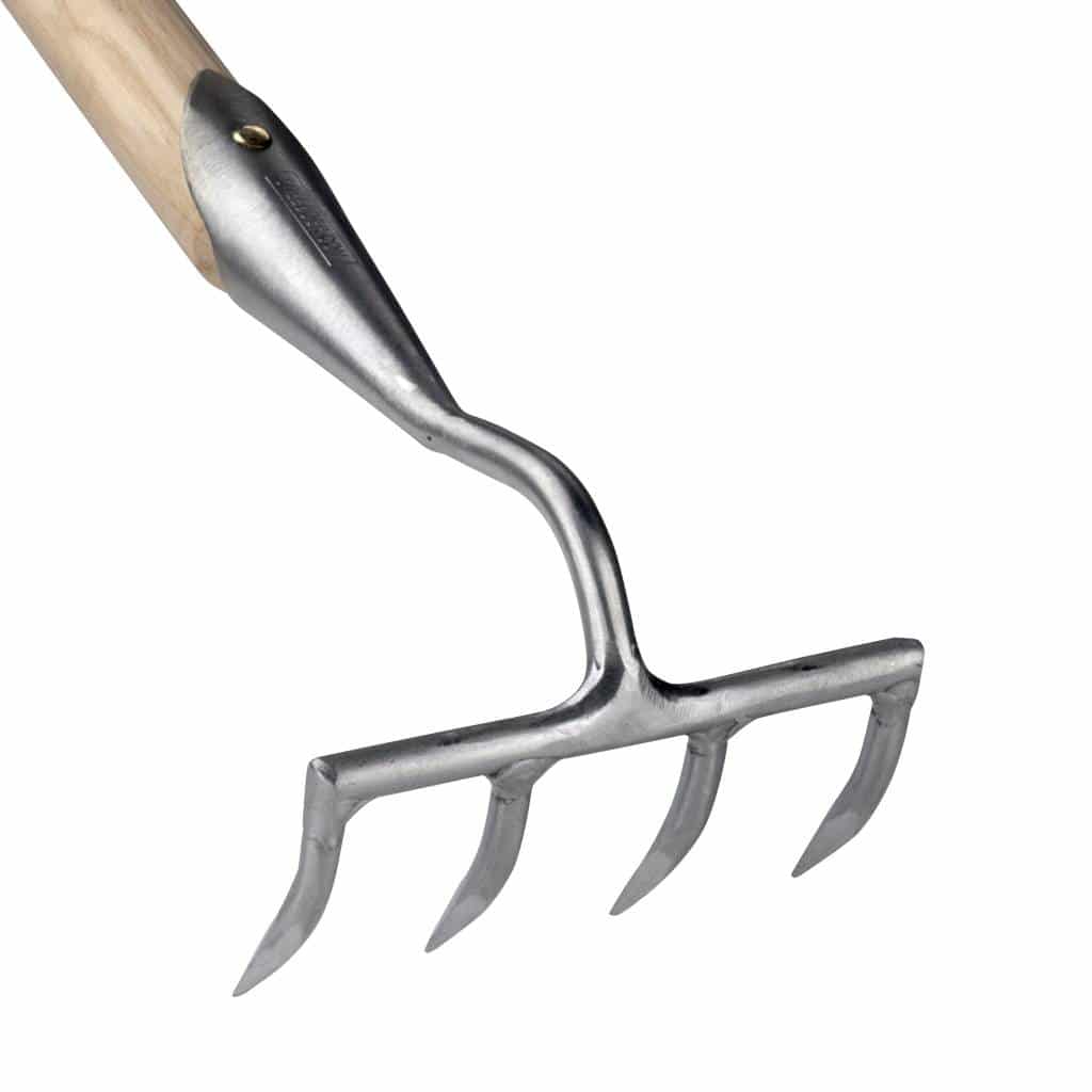 Sneeboer Garten-Harke 4 Zinken mit 13 cm Edelstahlklinge und 155 cm Eschenholzgriff, Gesamtlänge 167 cm
