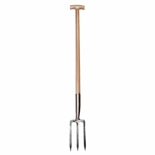 Sneeboer Grabeforke 3Z mit 3 Zinken, 13 cm Edelstahlklinge und 90 cm Eschenholzgriff, Gesamtlänge 118 cm
