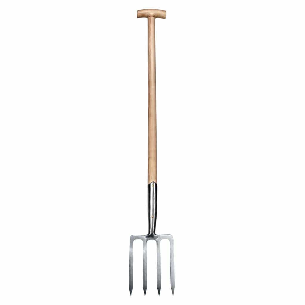 Sneeboer Grabeforke 4Z mit 4 Zinken, 18 cm Edelstahlklinge und 90 cm Eschenholzgriff, Gesamtlänge 117 cm
