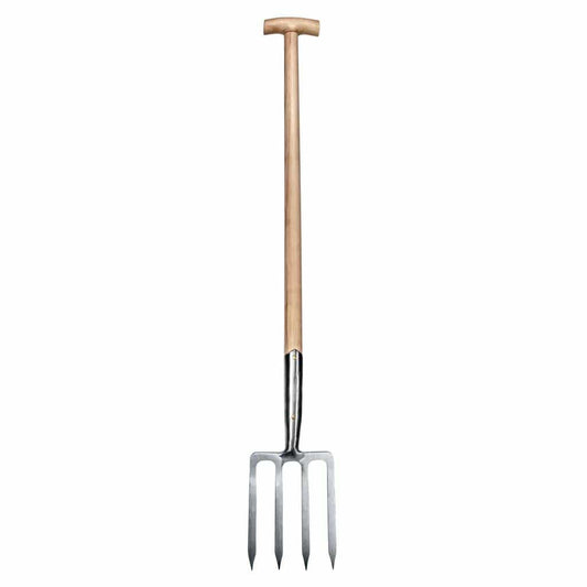 Sneeboer Grabeforke 4Z mit 4 Zinken, 18 cm Edelstahlklinge und 90 cm Eschenholzgriff, Gesamtlänge 117 cm
