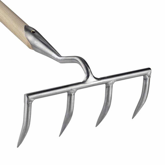 Sneeboer Graben-Harke 4 Zinken mit 25 cm Edelstahlklinge und 155 cm Eschenholzgriff, Gesamtlänge 167 cm
