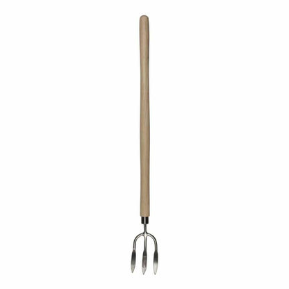 Sneeboer Hand-Rodenforke 3Z Luxe mit 3 Zinken, 8 cm Edelstahlklinge und 60 cm Eschenholzgriff, Gesamtlänge 75 cm
