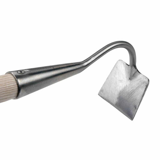 Sneeboer Handjäter 6 cm aus rostfreiem Edelstahl mit Eschenholzgriff, ideal für präzises Unkrautentfernen in engen Beeten
