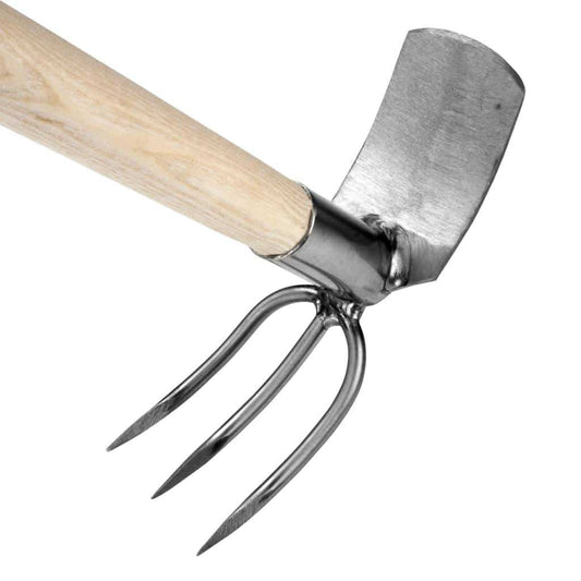Sneeboer Kombihacke mit 7 cm Edelstahlklinge und 150 cm Eschenholzgriff, Gesamtlänge 162 cm
