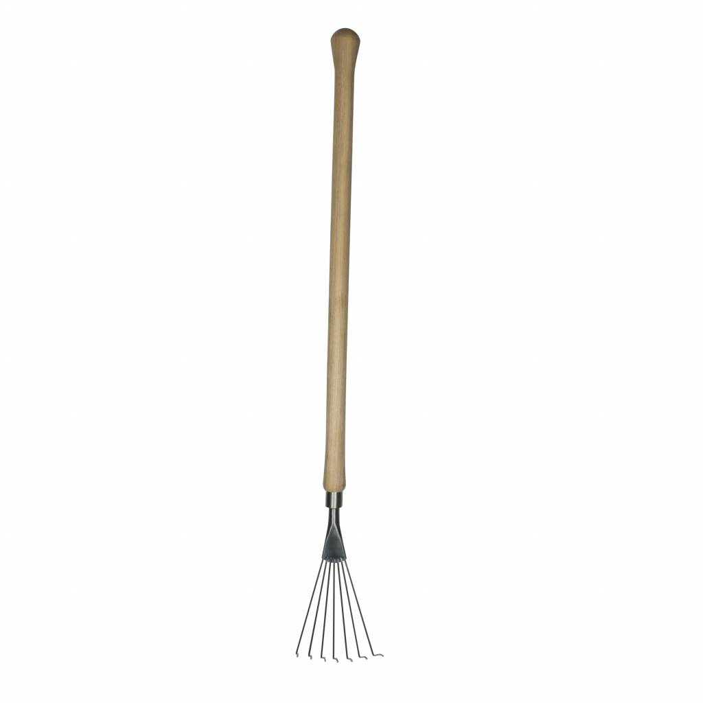 Sneeboer Laubrechen Hochbeet mit 11 cm Edelstahlklinge und 60 cm Eschenholzgriff, Gesamtlänge 85 cm
