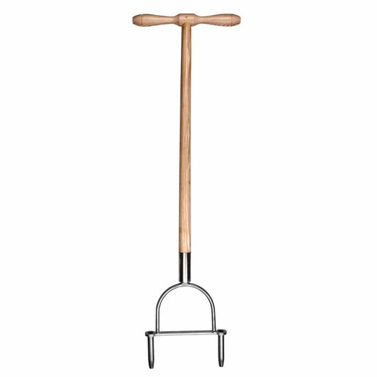 Sneeboer Rasenbelüfter mit 23 cm Edelstahlklinge und 80 cm Eschenholzgriff, Gesamtlänge 108 cm
