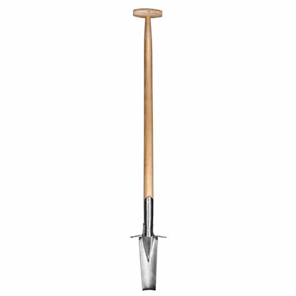 Sneeboer Steinspaten schmal mit Tritt aus rostfreiem Edelstahl und Eschenholzstiel mit D-Griff
