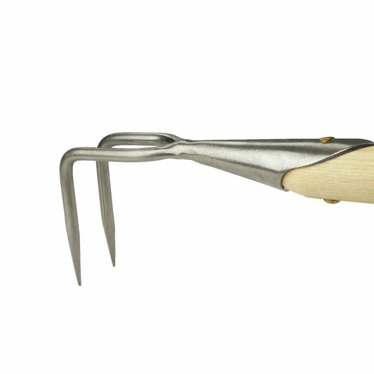 Sneeboer Zweizinkige Kralle mit 4 cm Edelstahlklinge und 155 cm Eschenholzgriff, Gesamtlänge 166 cm
